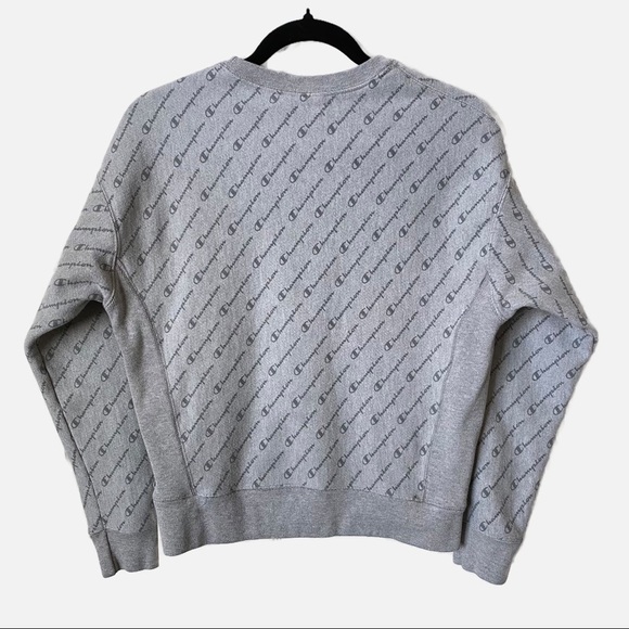 Champion Women’s Gray Reverse Weave All Over Script Sweatshirt Small - Picture 2 of 7